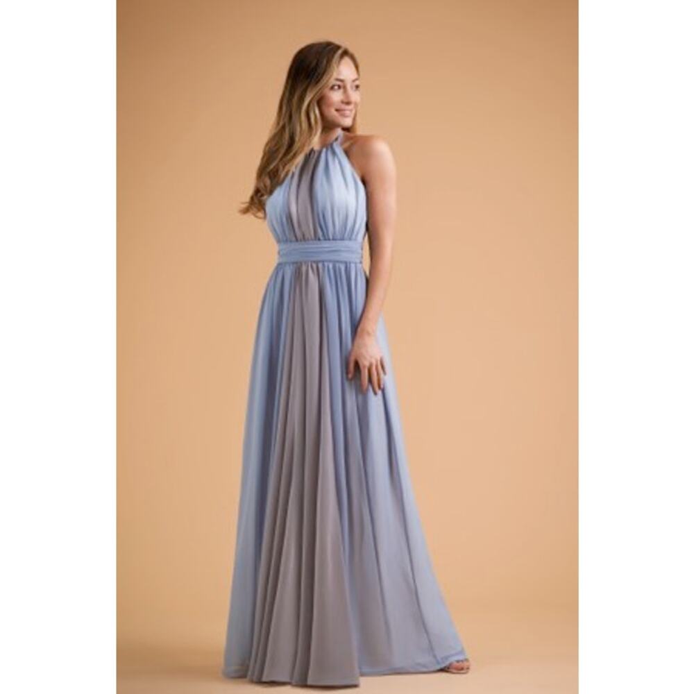 2711 NWT B223001 JASMINE Two-Tone Halter Neckline Long Bridesmaid Dress w/Waist